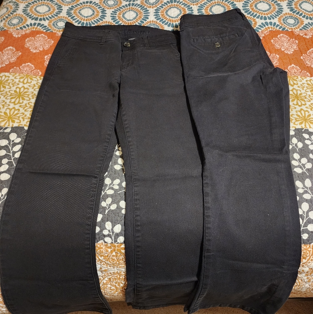 2 pair of American Eagle black kick boot pants